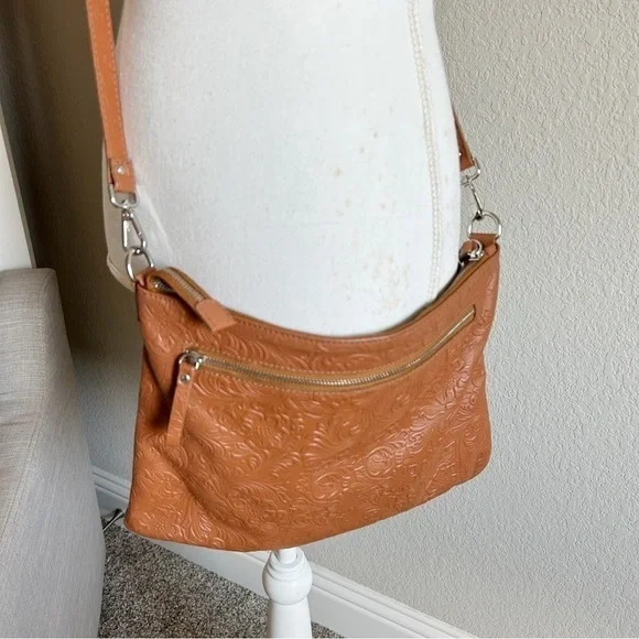 Western Embossed Italian Leather Crossbody Bag Purse Made In Italy - Picture 14 of 14